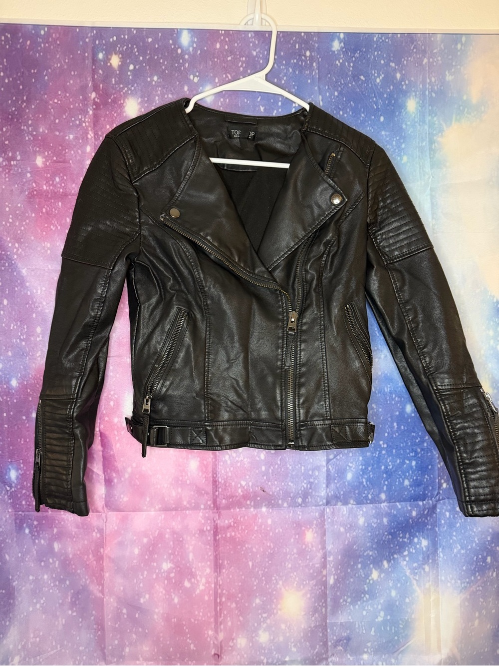 Topshop moto faux leather jacket